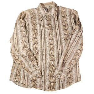 Vintage Kennington Shirt Mens XL‎ Brown Floral Funky Groovy Threads 70s DISCO